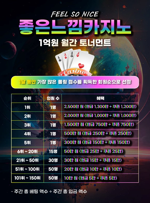좋은느낌카지노 1억원 월간 토너먼트 이벤트